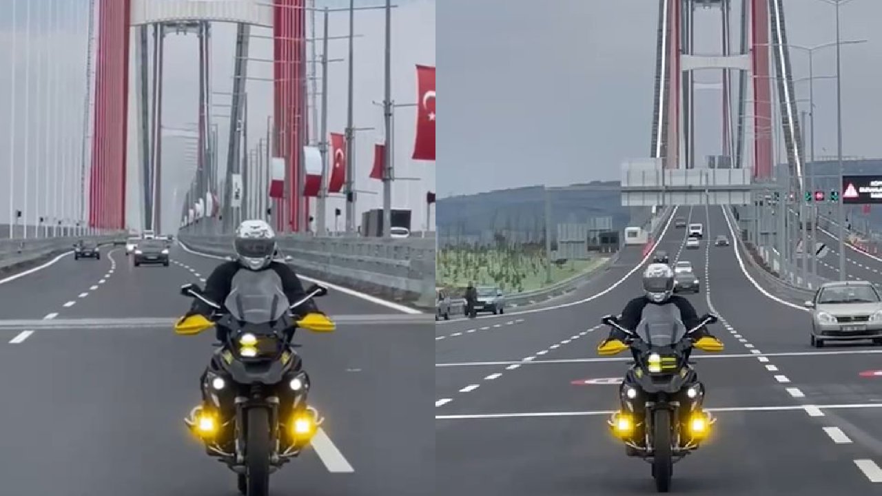İstanbul Valisi köprüden motosikletiyle geçti