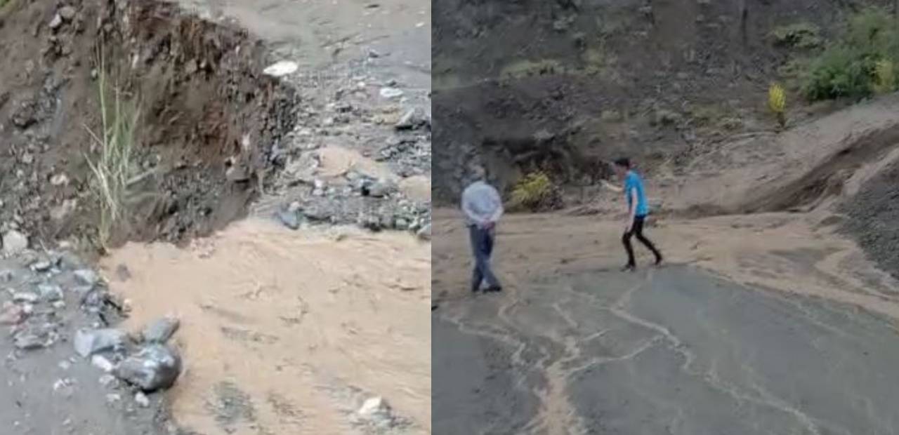 Elazığ’da sağanak yağış nedeniyle yol çöktü