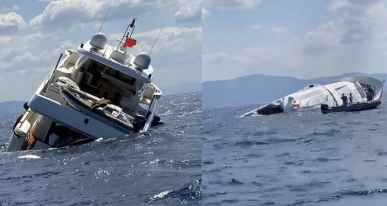 İzmir’de yan yatan lüks yattaki 10 kişi kurtarıldı