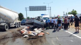 Tekirdağ’da freni boşalan kamyon ortalığı birbirine kattı