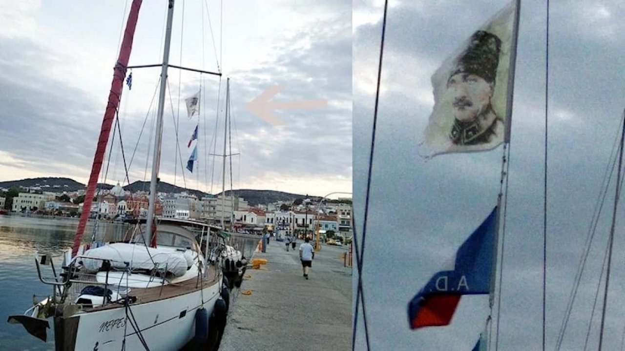 Yunan adasında Atatürk bayraklı tekneye müdahale
