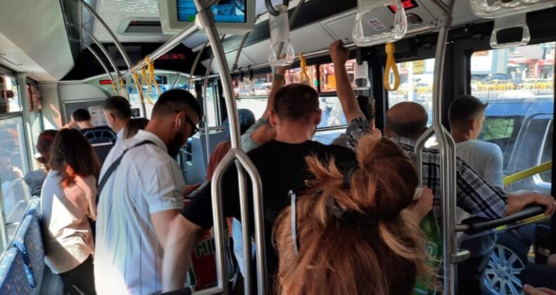 İstanbul’da otobüste yaşanan ilginç anlar kamerada