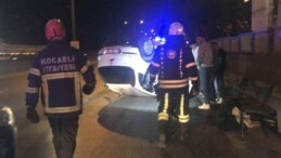 Kocaeli’de takla atan otomobildeki 5 kişi yara almadan kurtuldu