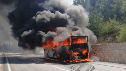 Muğla’da yolcu otobüsü cayır cayır yandı