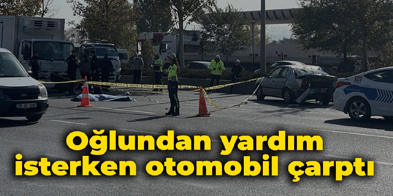 Oğlundan yardım isterken otomobil çarptı