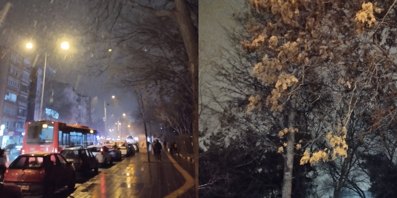 Başkente beklenen kar düştü