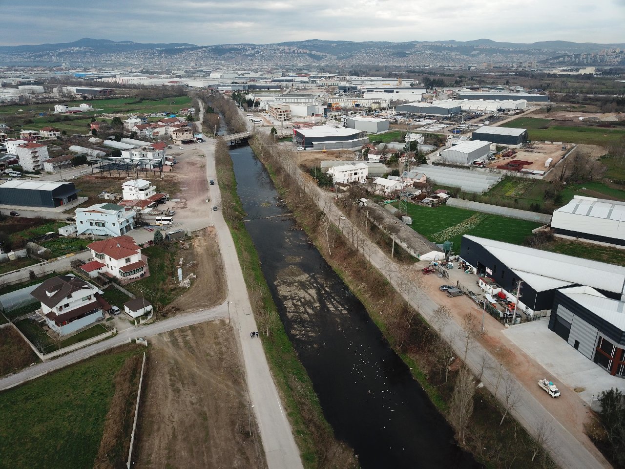 İzmit Körfezi’ne akan dere, simsiyah oldu