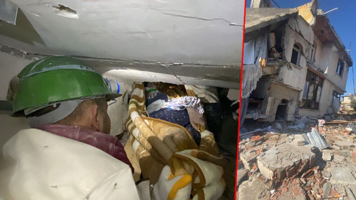 Antakya’da artçı depreme rağmen enkaz altındaki kadını bırakmadılar