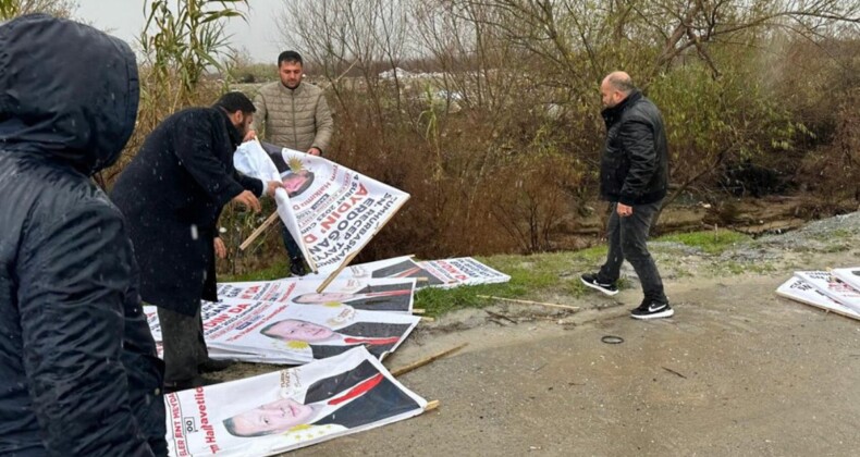 Dereye atılan Erdoğan afişi için soruşturma