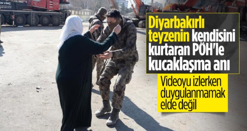 Diyarbakır’da kendisini enkazdan çıkaran özel harekat polisine sarılıp ağladı