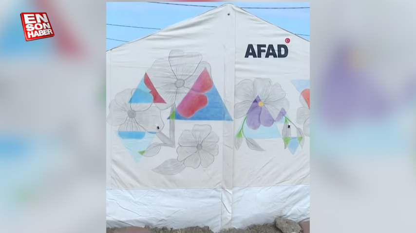 İskenderun’da çocuklar, çadırları resimleriyle renklendirdi