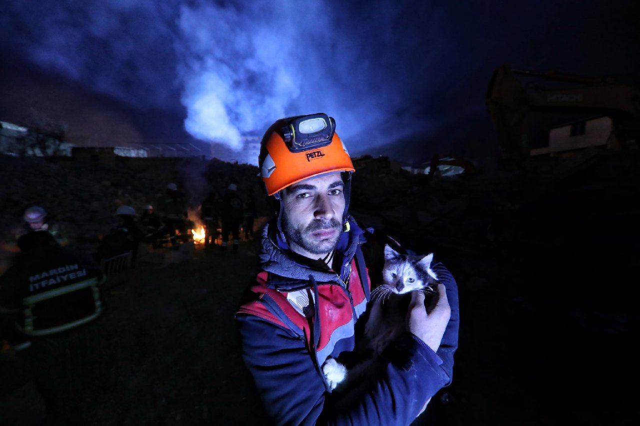 İtfaiye eri, enkazdan 129’uncu saatte kurtardıkları kediyi sahiplendi