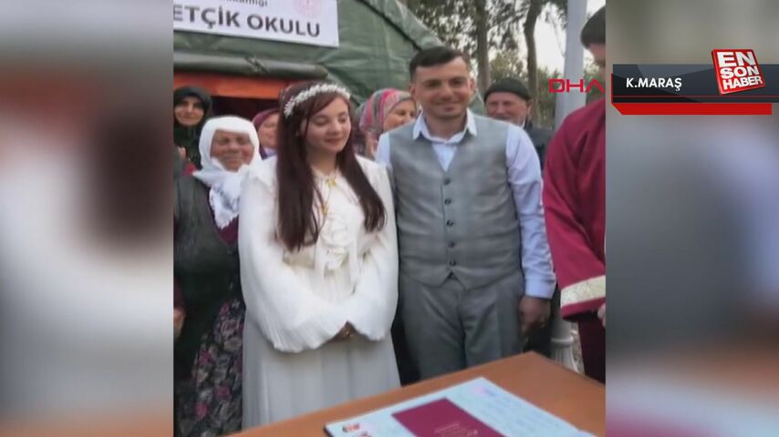 Kahramanmaraş’ta depremzede çift, çadır kentte evlendi