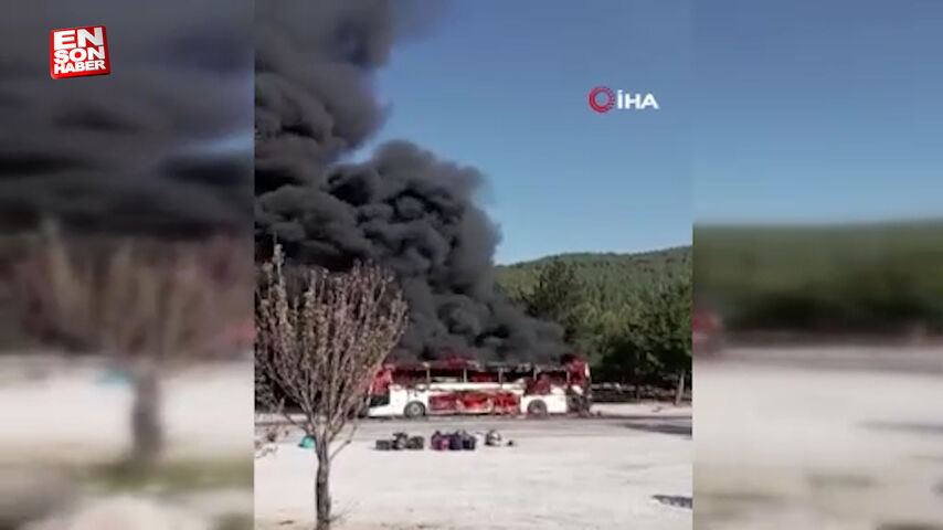 Muğla’da seyir halindeki otobüs alev alev yandı