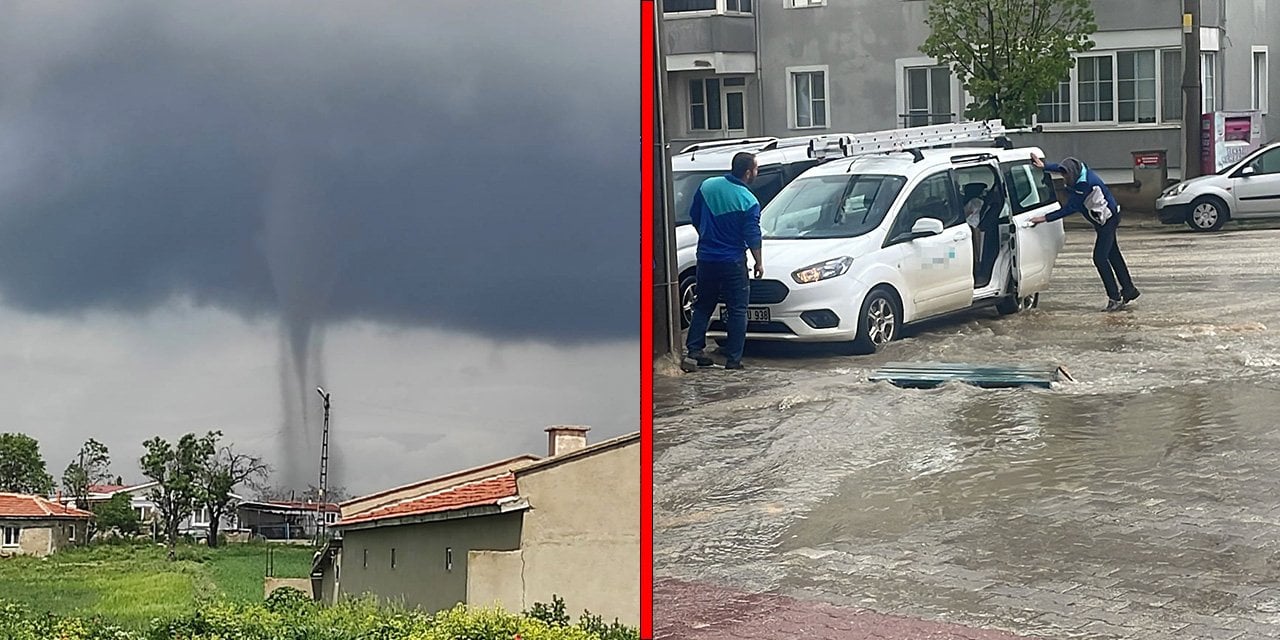 Sağanak yağışın etkili olduğu Edirne’de hortum çıktı