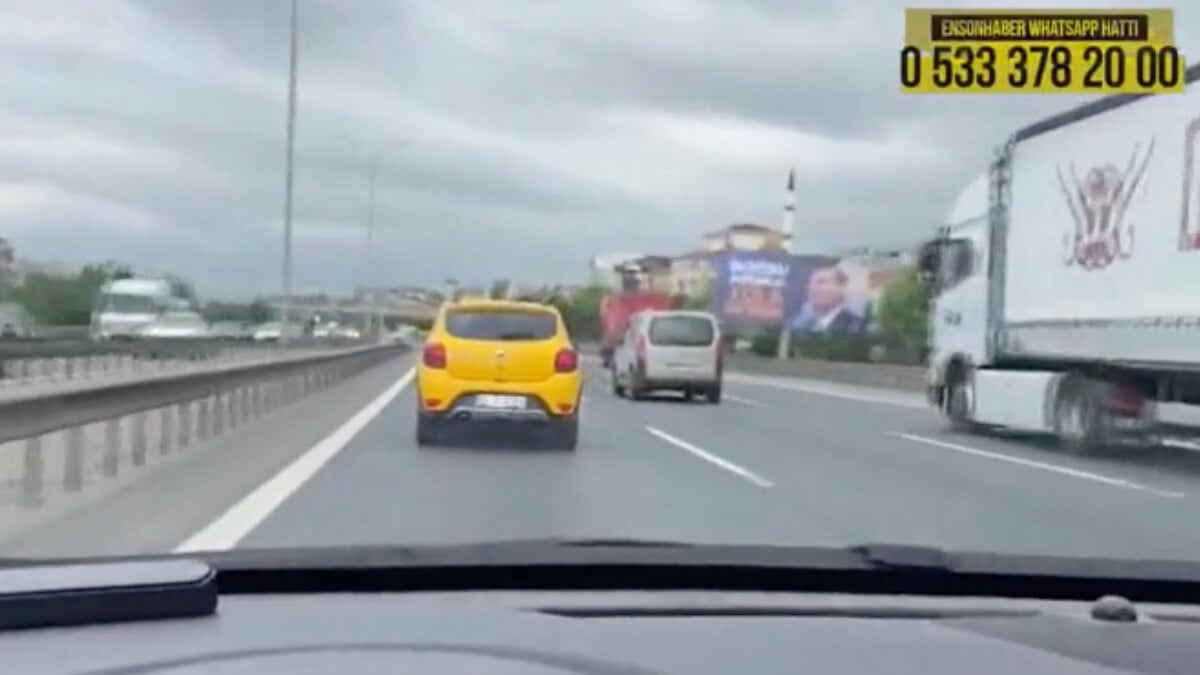 Sultanbeyli’de makas atarak ilerleyen taksici