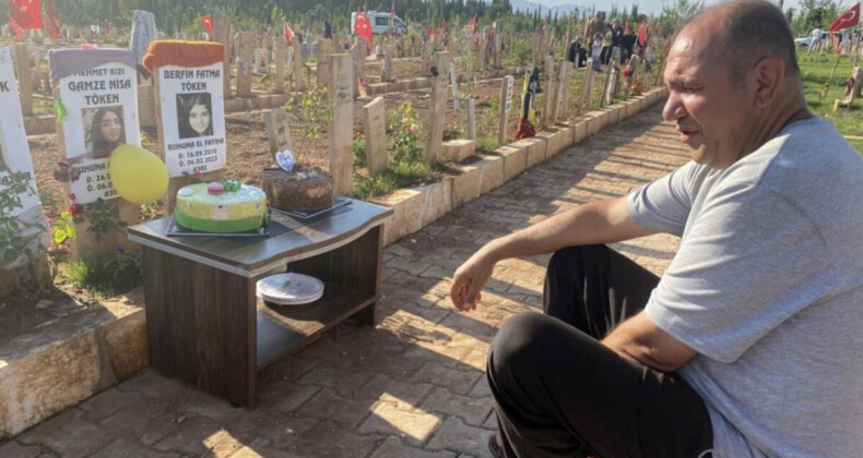 Adıyamanlı depremzede baba, kaybettiği kızının doğum gününü mezarının başında kutladı