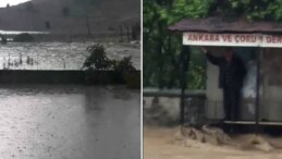 Çorum’u sel vurdu!  Yollar göle döndü, 6 ahırı su bastı…