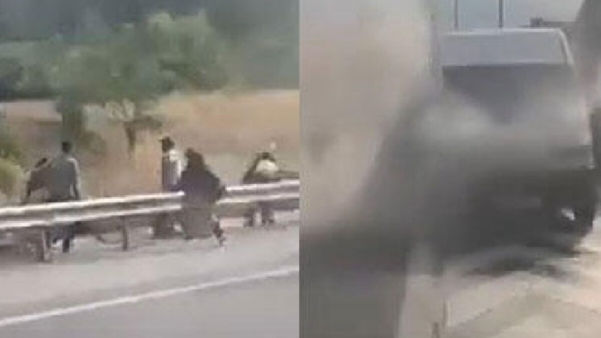 İzmir’de kaçak göçmenlerin taşındığı minibüsün alev aldı