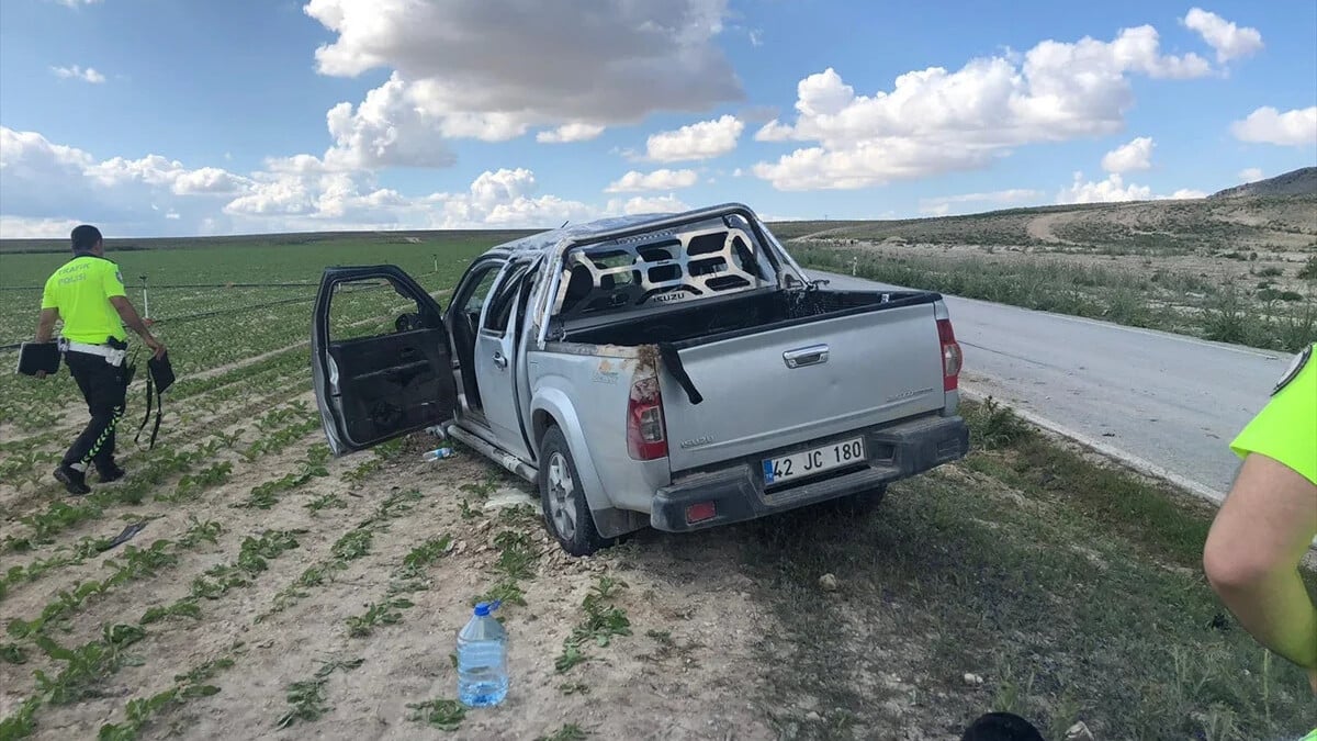 Konya’da kamyonet takla attı: 5 yaralı