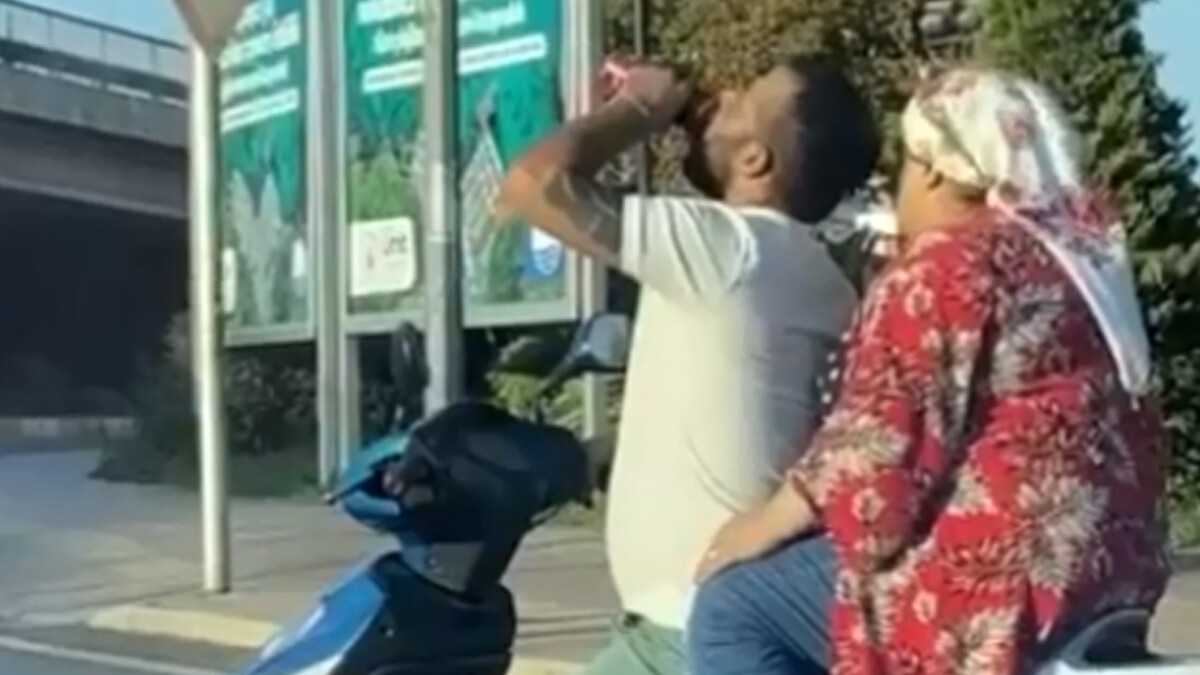 Antalya’da motosiklet sürücüsü alkol içerken görüntülendi