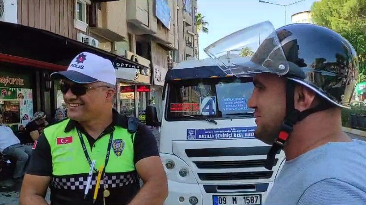 Aydın’da 15 dakika önce aldığı kask sayesinde ceza yemekten kurtuldu