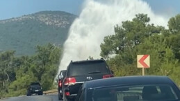 Bodrum’da isale hattı yeniden patladı! Su metrelerce yükseldi