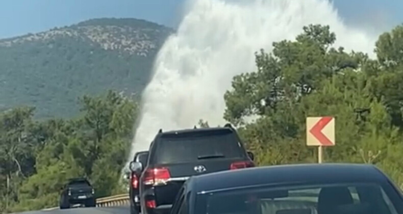 Bodrum’da isale hattı yeniden patladı! Su metrelerce yükseldi