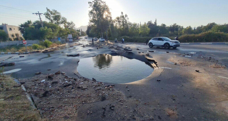 Bodrum’da isale hattının patlama anı