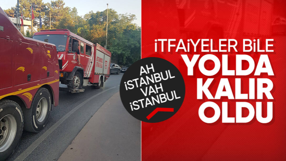 İBB’ye ait itfaiye aracının ihbara giderken motoru yandı