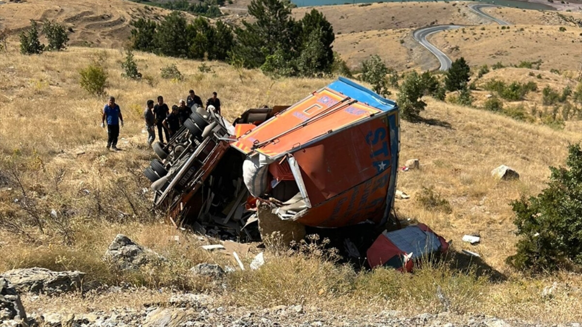 Malatya’da kamyon şarampole devrildi