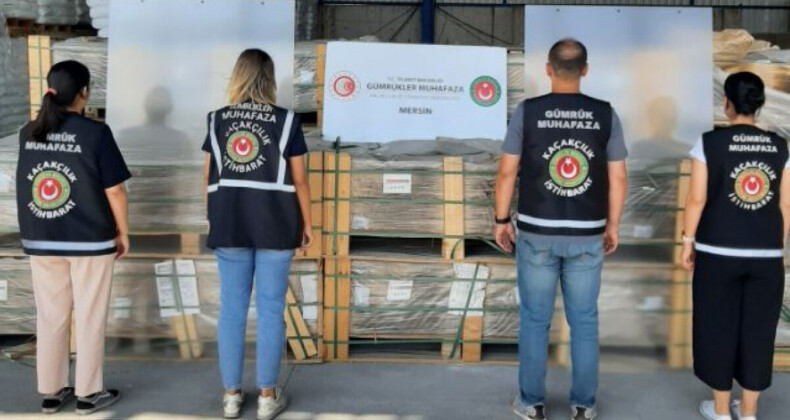 Mersin’de gümrük ekiplerince 265 ton kaçak cam ele geçirildi