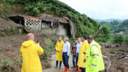 Rize’yi sel vurdu: Heyelan sonrası hasar tespit çalışmaları