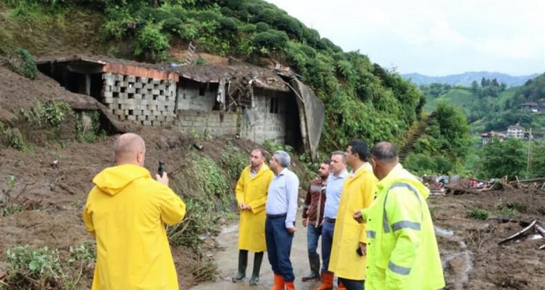 Rize’yi sel vurdu: Heyelan sonrası hasar tespit çalışmaları