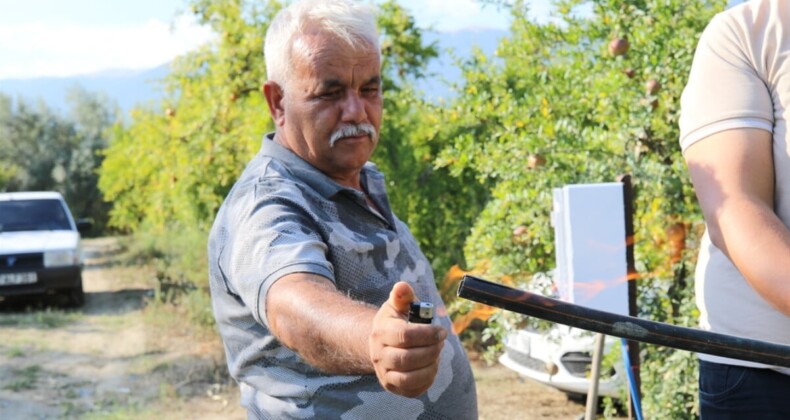 Antalya’da bahçede sondaj çalışmaları sırasında gaz çıktı