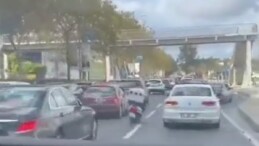 İstanbul’da moto kuryeden örnek davranış! Eliyle ambulansa yol gösterdi…