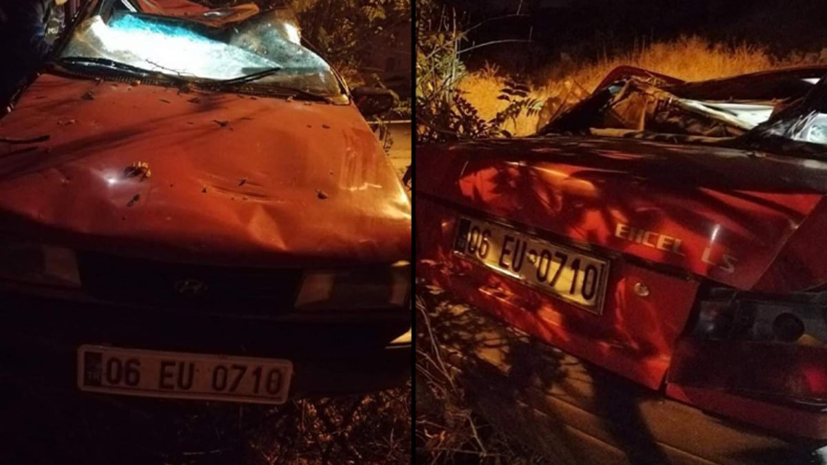 Ankara’da boş araziye uçan araçta 1 kişi hayatını kaybetti