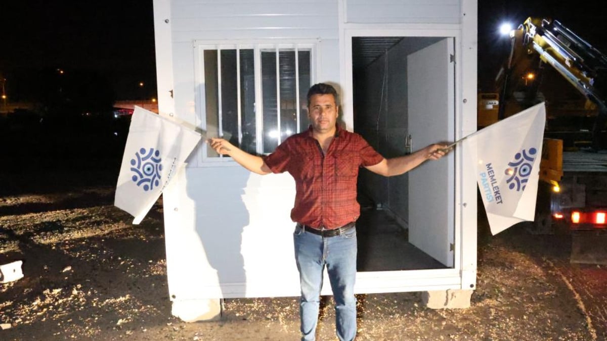 Hatay’da çalınan Memleket Partisi’nin il başkanlığı konteyneri bulundu