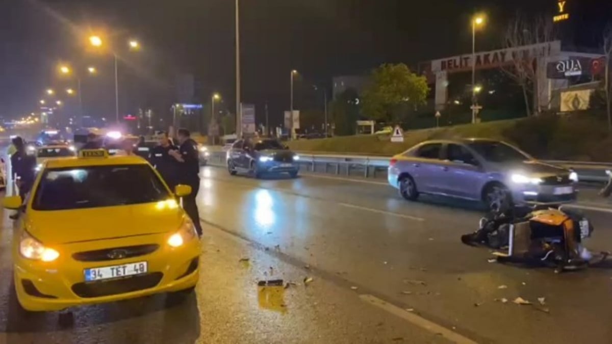 İstanbul Maltepe’de taksiye çarpan motosikletli ağır yaralandı