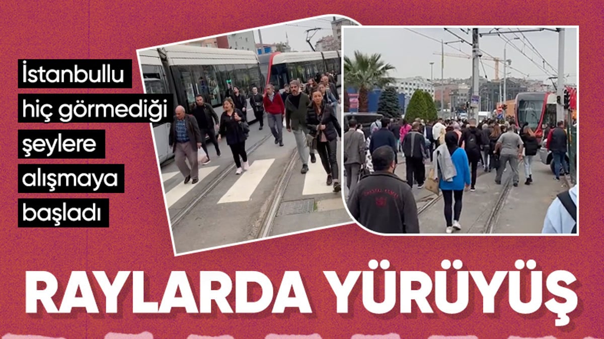 İstanbul’da tramvay arızası: Vatandaşlar raylarda yürümek zorunda kaldı