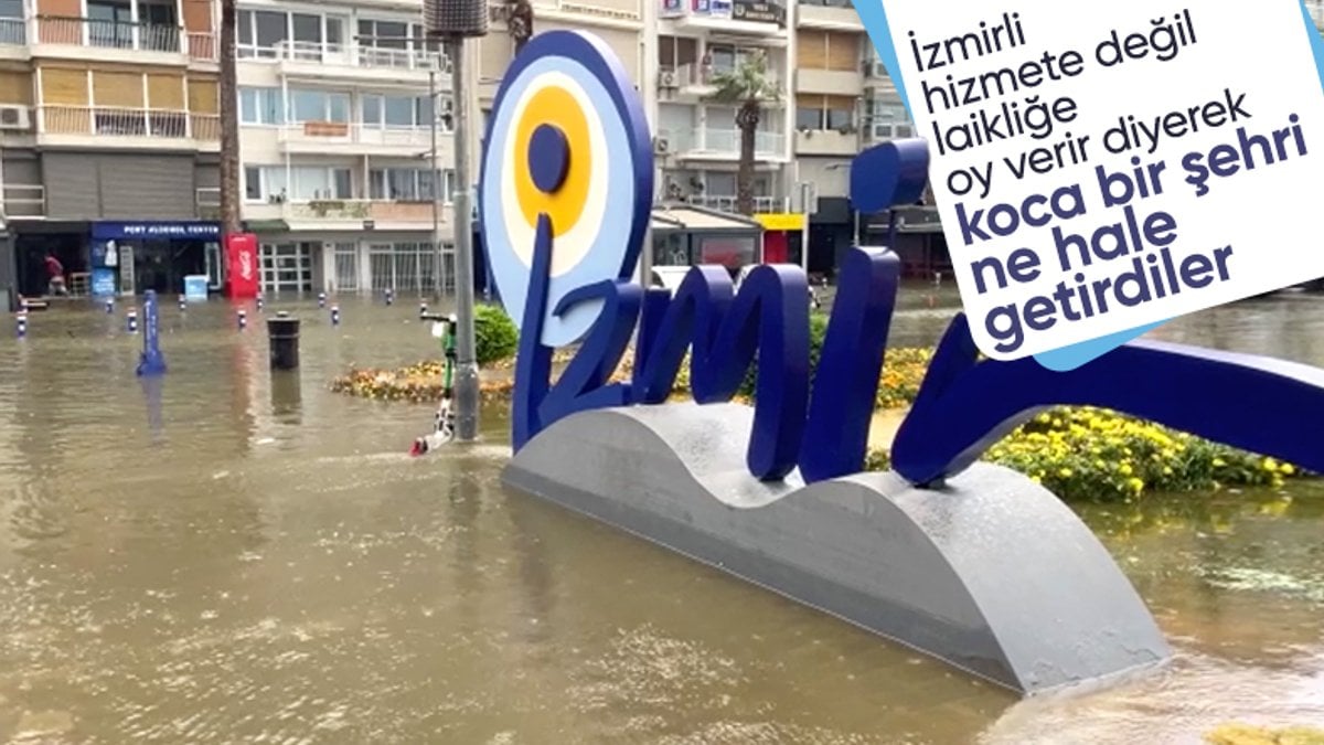 İzmir’de her yağmur sonrası aynı manzara! Cadde ve sokaklar göle döndü…