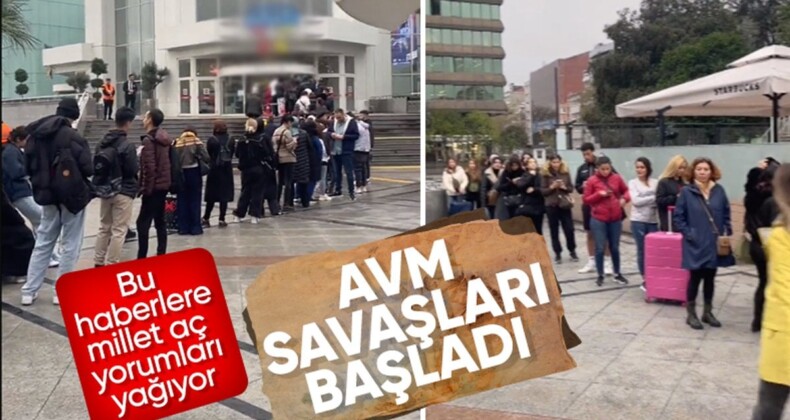 Mağazalarda indirim çılgınlığı: Geceden gelip metrelerce kuyruk oluşturdular!