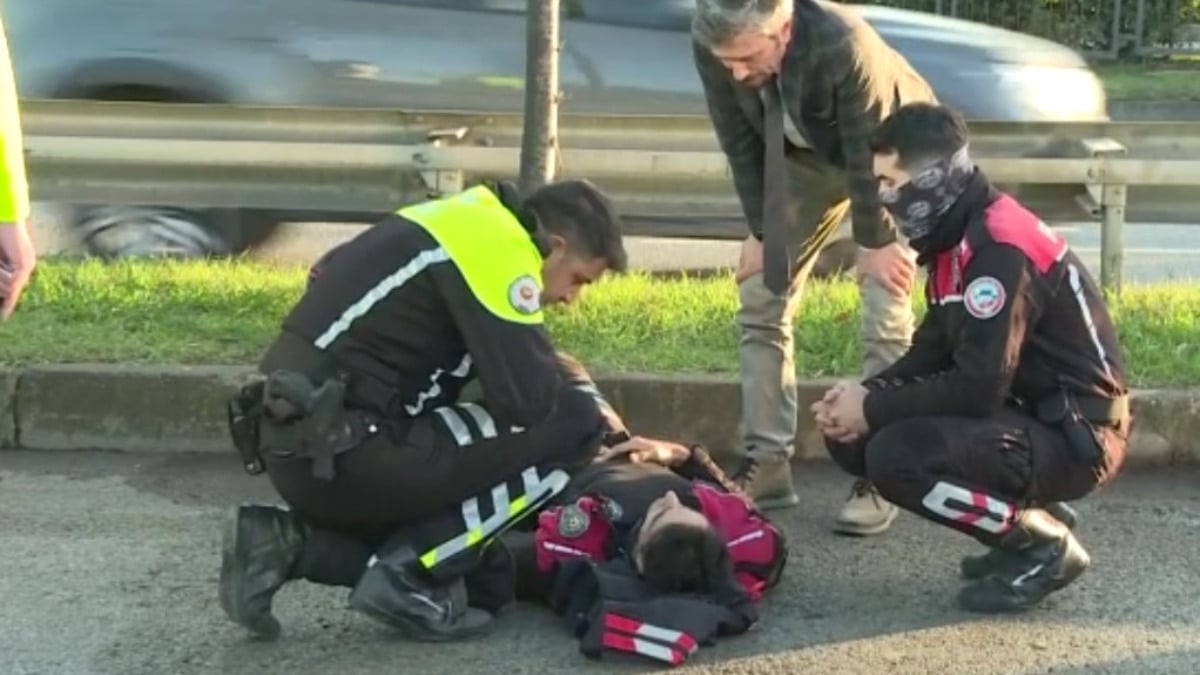 Trabzon’da “dur” ihtarına uymayan sürücünün otomobille çarptığı polis memuru yaralandı