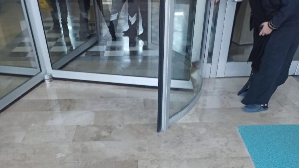 Ankara’da döner kapıya sıkışan kedi kurtarıldı