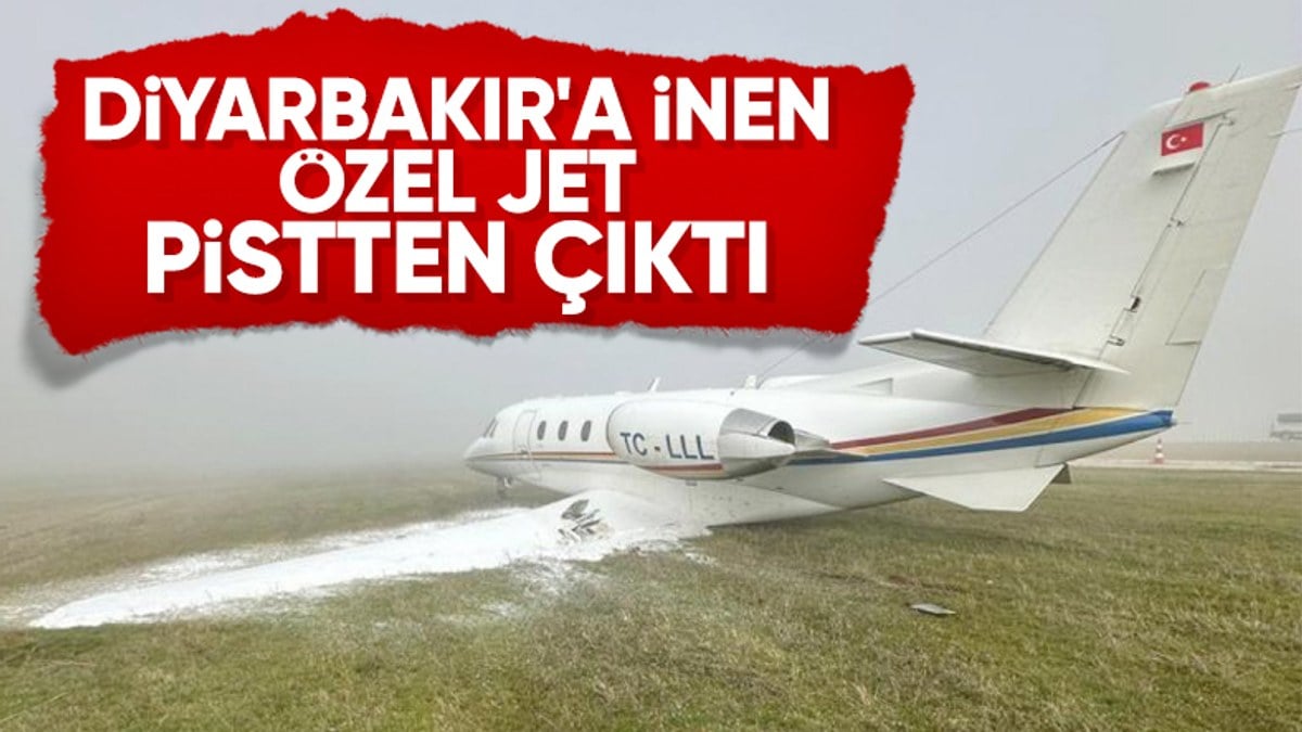 Diyarbakır’da özel jet iniş esnasında pistten çıktı