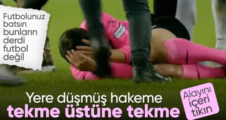 Futbol dünyası bu görüntüleri unutmayacak: Halil Umut Meler’e tekme üstüne tekme