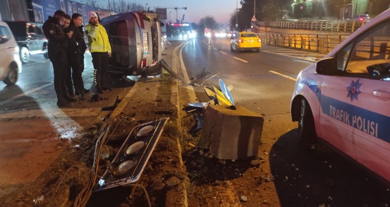 Sarıyer’de feci kaza: Otomobil takla attı