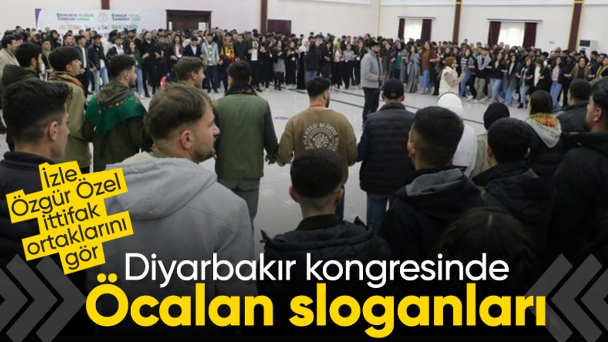 Skandal anlar: Diyarbakır’da DEM Parti kongre yaptı! Terörist elebaşının sloganları atıldı…