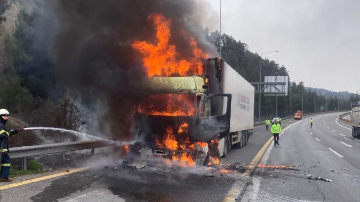 Adana’da seyir halindeki tır cayır cayır yandı