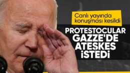 İsrail’in katliamları protesto edildi: Joe Biden’ın konuşması kesildi